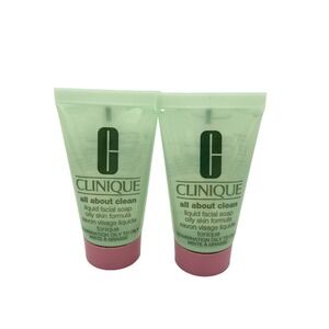Clinique All About Clean Liquid Facial Soap Oily Skin Formula 1‎ oz / 30 ml x 2